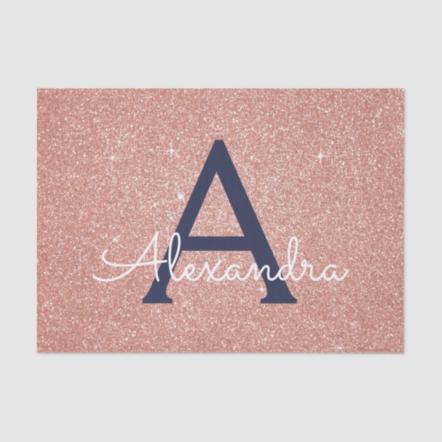 Papier Mousseline Rose Rose Rose Gold Marine Parties scintillant ble (Recto)