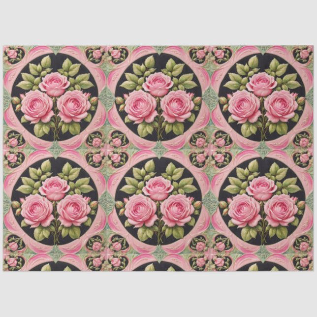 Papier Mousseline Rose Roses Populaire Belle Collection (Recto)