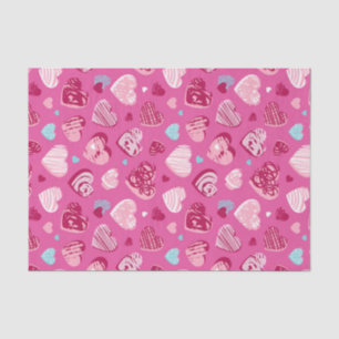Papier Mousseline Rose Rouge Coeur Romance Amour Motif Saint Valenti