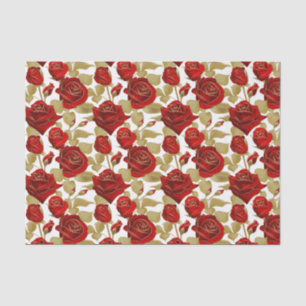 Papier Mousseline Rose Rouge Et Or