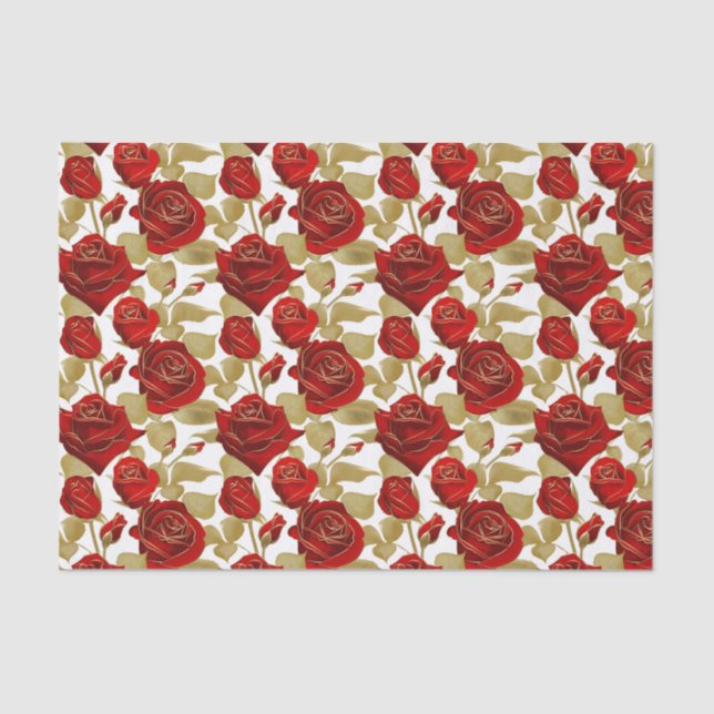 Papier Mousseline Rose Rouge Et Or (Recto)
