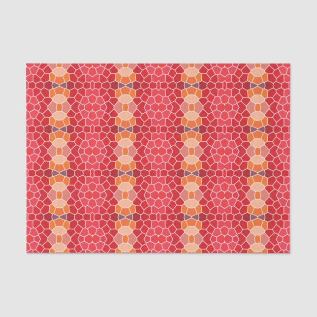 Papier Mousseline Rose Rouge Orange Motif (Recto)
