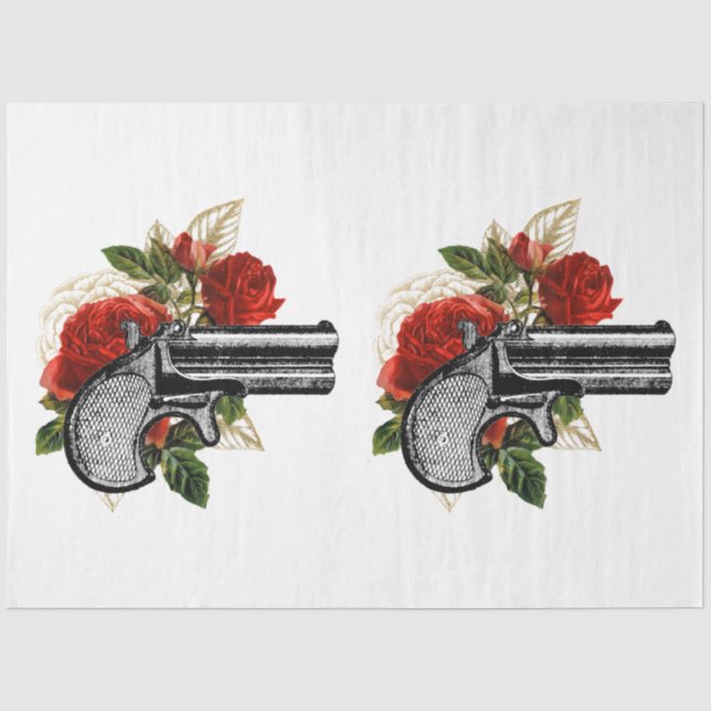 Papier Mousseline Rose Rouge Série Steampunk Design 1 (Recto)