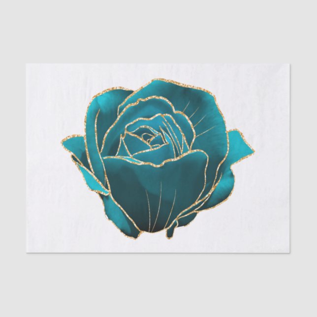 Papier Mousseline Rose turquoise or aquarelle Floral Découpage