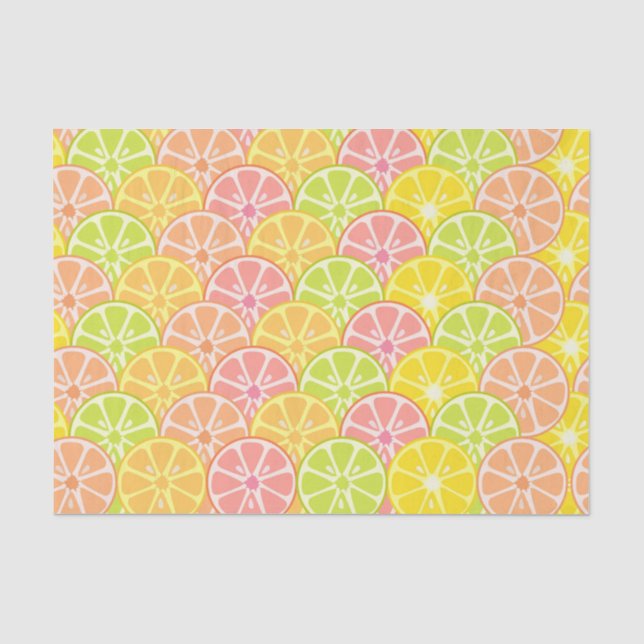 PAPIER MOUSSELINE ROSE VERT ORANGE JAUNE TRANCHE DE FRUITS (Recto)