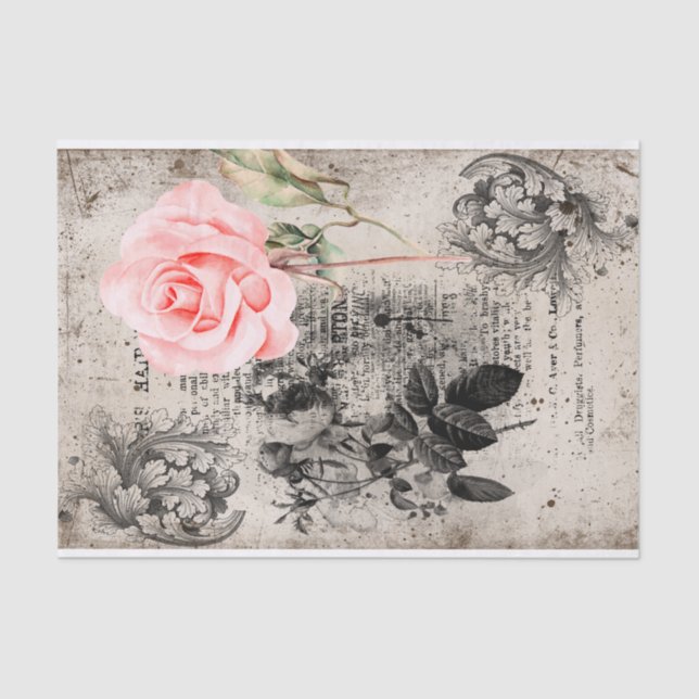 Papier Mousseline Rose Vintage (Recto)