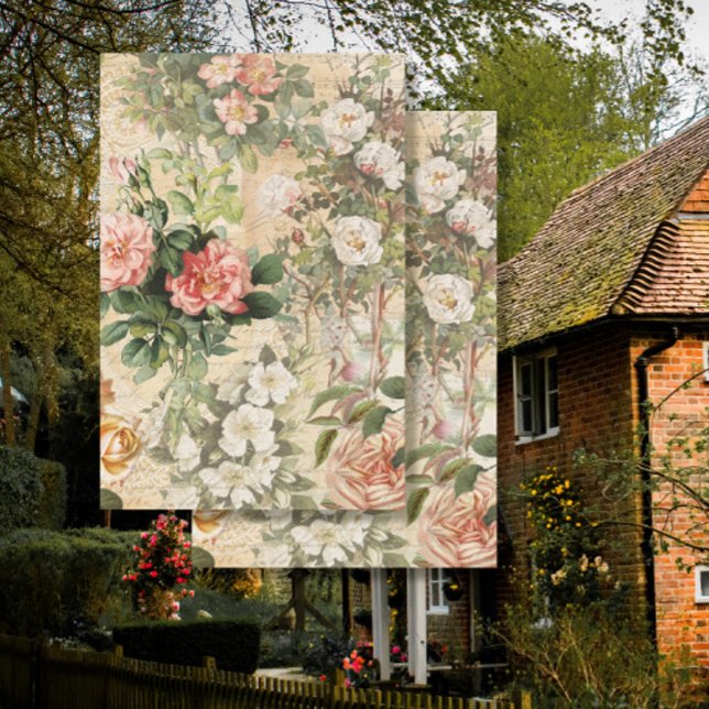 Papier Mousseline Rose Vintage Floral français Ephemera Découpage (Créateur téléchargé)