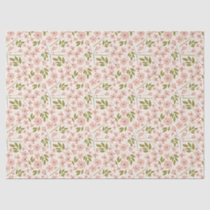 Papier Mousseline Rosée Brute, Ressort De Crème Motif Floral