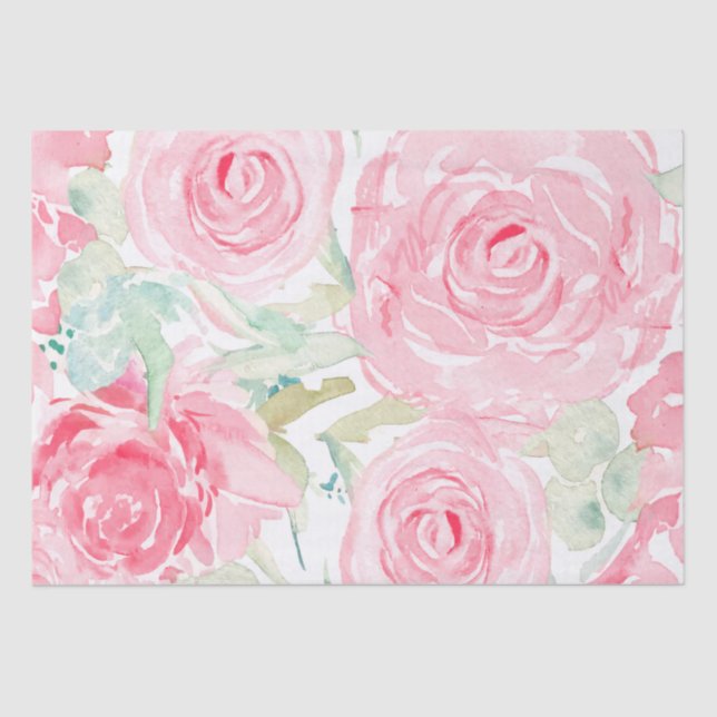 Papier Mousseline Roses aquarelle (Recto)