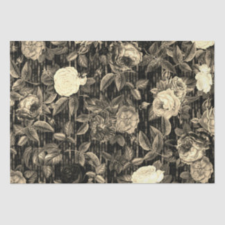 Papier Mousseline Roses Beige Élégantes et Sombres de Style Vintage