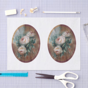 Papier Mousseline Roses Blanches DBL