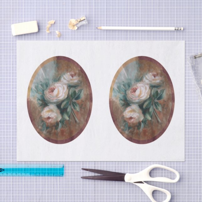 Papier Mousseline Roses Blanches DBL (Artisanat)