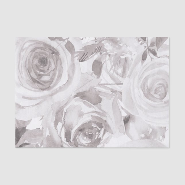 Papier Mousseline Roses blanches Fleurs Rose Élégance Moderne Mariag (Recto)