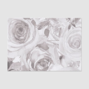 Papier Mousseline Roses blanches Fleurs Rose Élégant Moderne Mariage