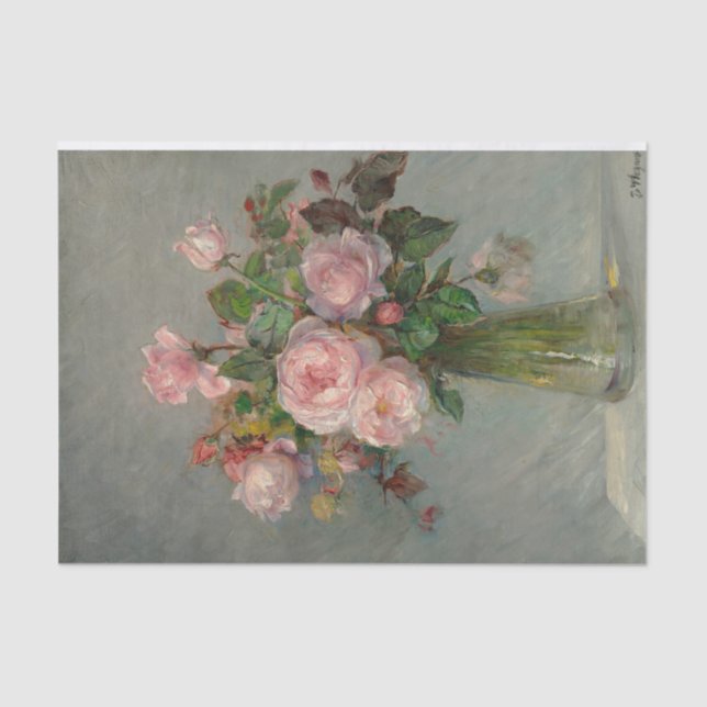 Papier Mousseline Roses dans un vase (Recto)