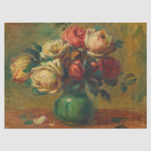 Papier Mousseline Roses dans un vase par Pierre-Auguste Renoir