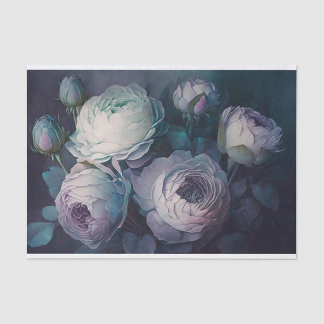 Papier Mousseline Roses de chou - Sombre (Recto)