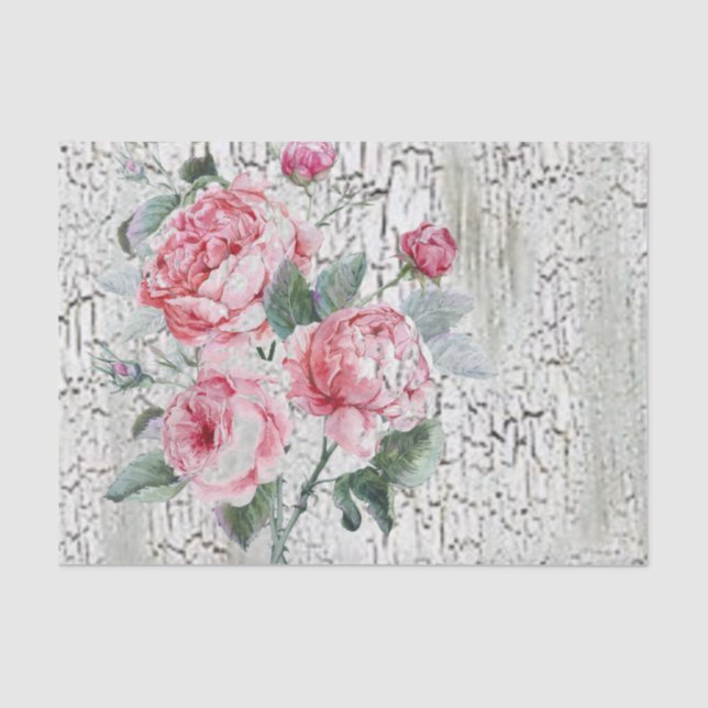 Papier Mousseline Roses de craquement et de cru (Recto)