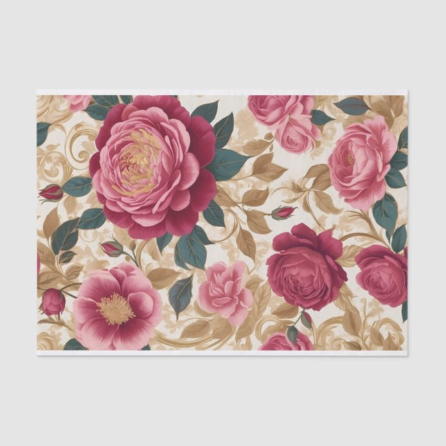 Papier Mousseline Roses de jardin opulent (Recto)