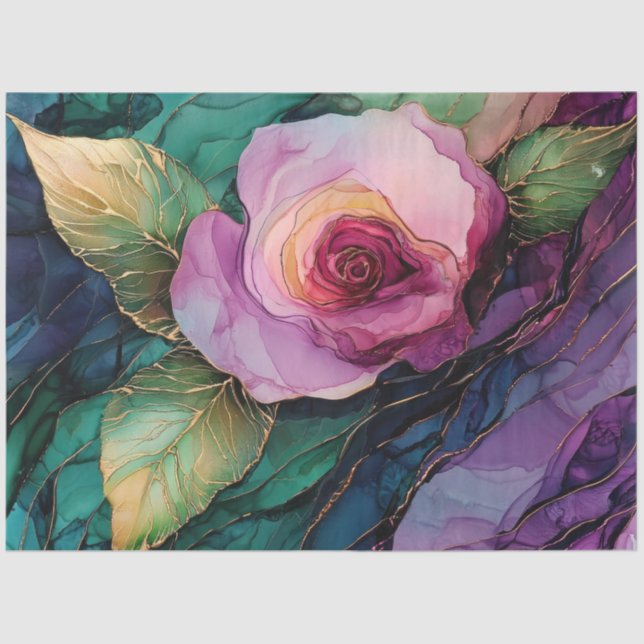 Papier Mousseline Roses de la série Encre d'alcool Conception #19 (Recto)