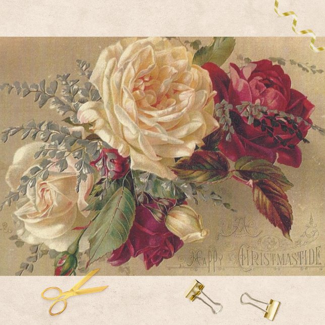 Papier Mousseline Roses de Noël victorien (Créateur téléchargé)