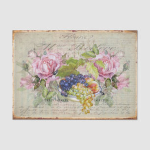 Papier Mousseline Roses de style vintage, bol de fruits et ancienne