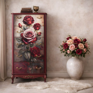 Papier Mousseline Roses Découpe Floral Romantique Sombre