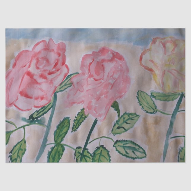 Papier Mousseline Roses d'été Abstraits (Recto)