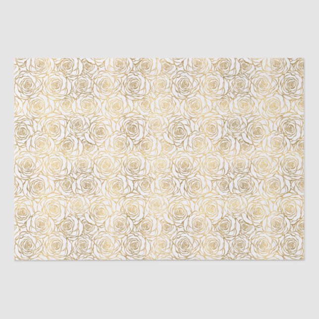Papier Mousseline Roses d'or de Faux (Recto)