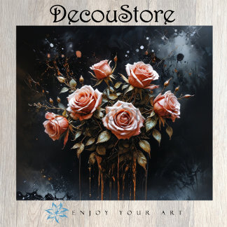 Papier Mousseline Roses dramatiques en fleurs Decoupage