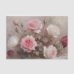 Papier Mousseline Roses élégantes rouges, roses et blanches