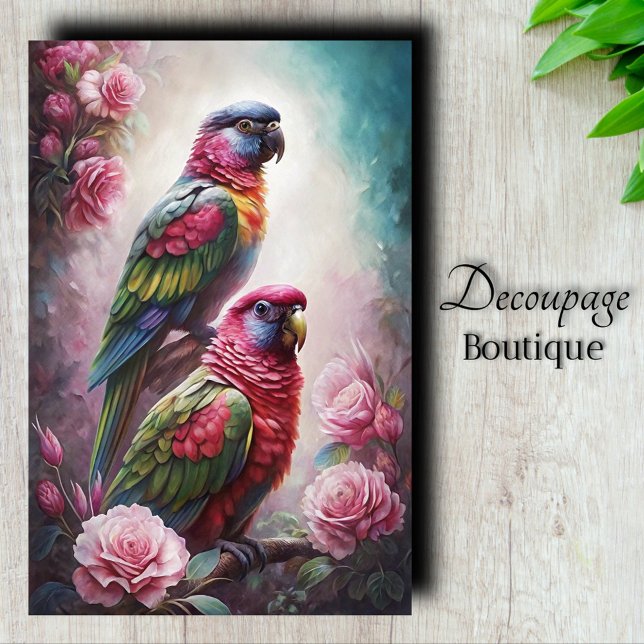 Papier Mousseline Roses et arcs-en-ciel découpage (Roses & Rainbows Decoupage Tissue Paper)
