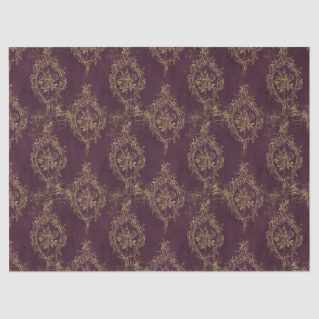 Papier Mousseline Roses et cadres en or sur la page de découpage rou (Recto)