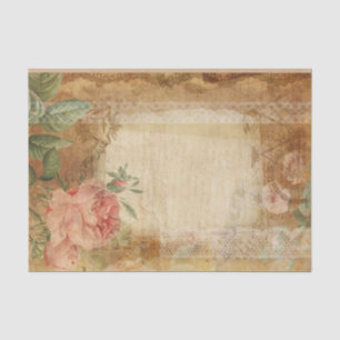 Papier Mousseline Roses et dentelle vintage