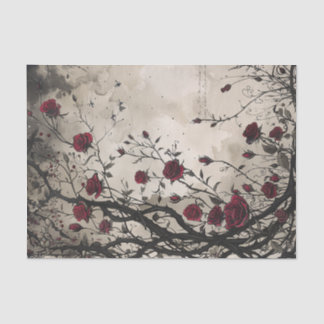 Papier Mousseline Roses et épines rouges gothiques