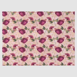 Papier Mousseline Roses et libellules (modèle 4)