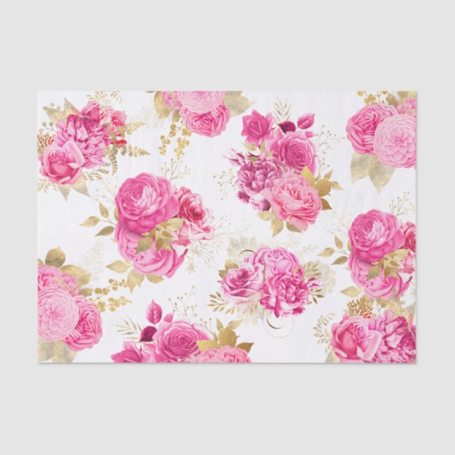 Papier Mousseline Roses Florales Roses (Recto)