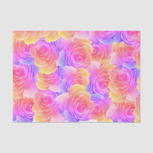 Papier Mousseline Roses Pastel Rainbow