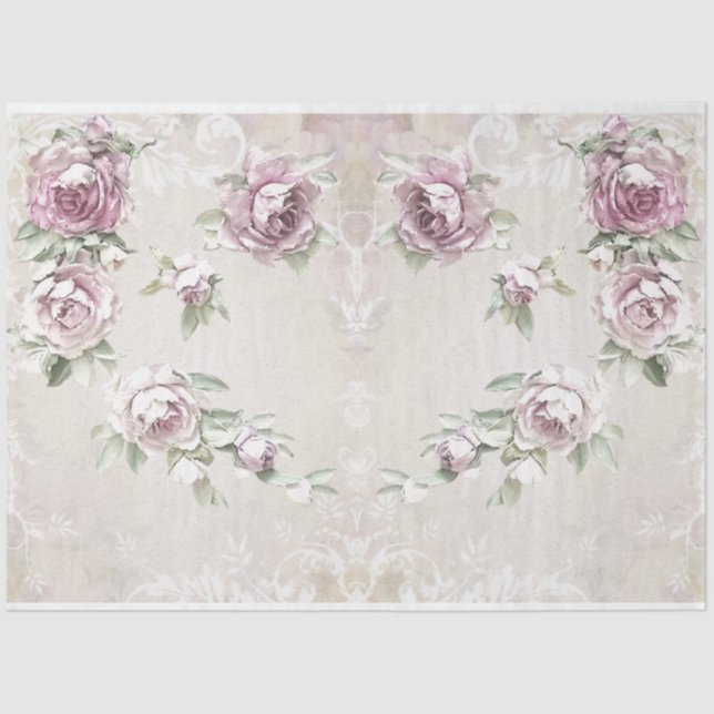 Papier Mousseline Roses pour la conception de la série Decoupage 24 (Recto)