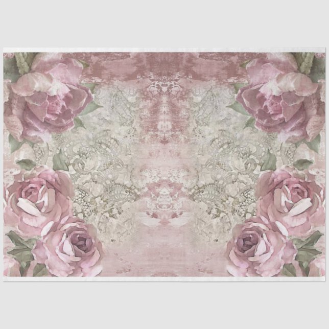 Papier Mousseline Roses pour série de découpage Design 19 (Recto)