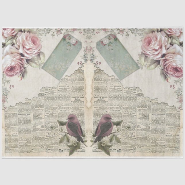 Papier Mousseline Roses pour série de découpage Design 23 (Recto)