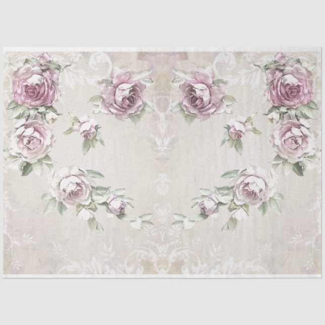 Papier Mousseline Roses pour série de découpage Design 24 (Recto)