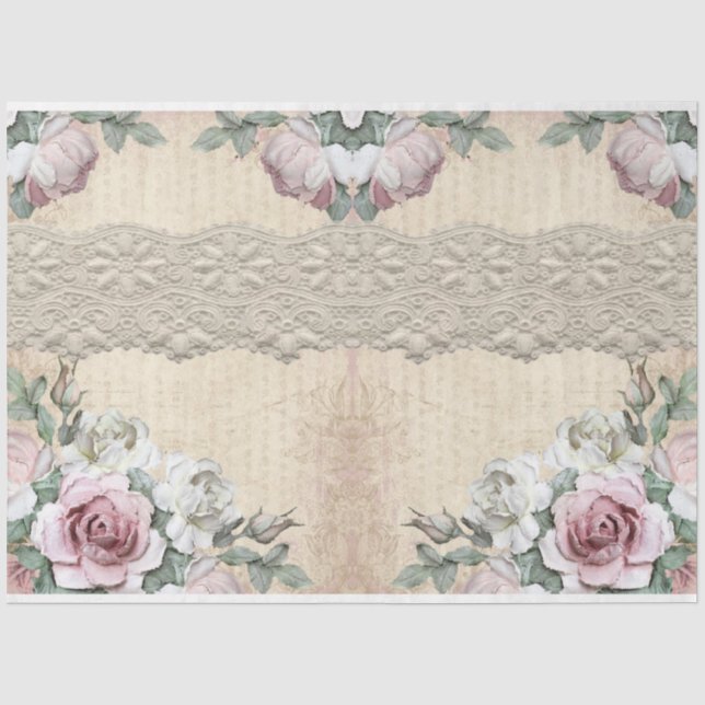Papier Mousseline Roses pour série de découpage Design 27 (Recto)