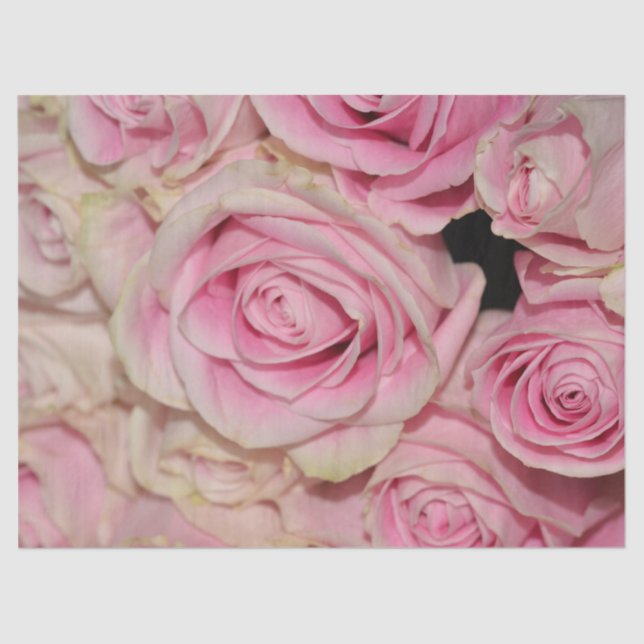 Papier Mousseline Roses romantiques de crème rose (Recto)