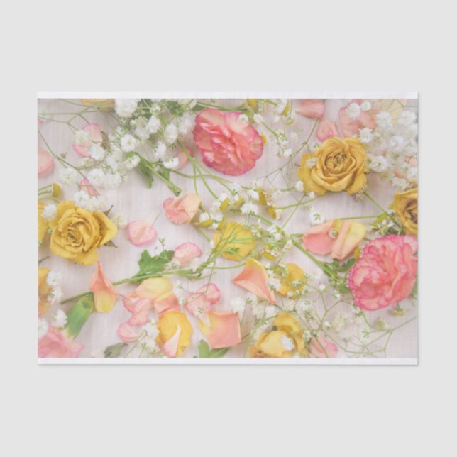 Papier Mousseline Roses rose pastel (Recto)