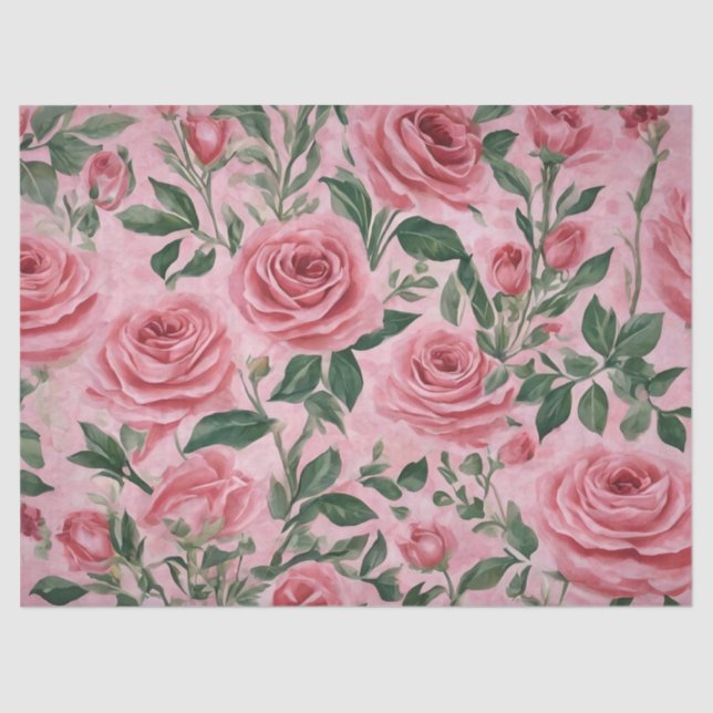 Papier Mousseline Roses roses (Recto)