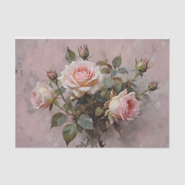 Papier Mousseline Roses Roses Aquarelle Découpage (Recto)