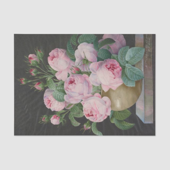 Papier Mousseline Roses roses dans un vase de Pierre Joseph (Recto)