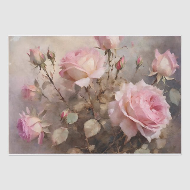 Papier Mousseline Roses Roses Élégantes (Recto)