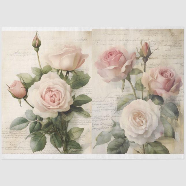 Papier Mousseline Roses roses et Ephémère (Recto)
